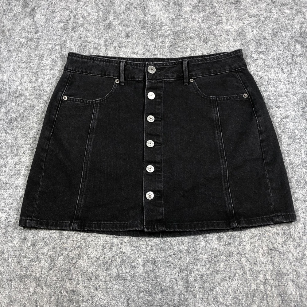American Eagle Outfitters Black Button-Front Denim Skirt